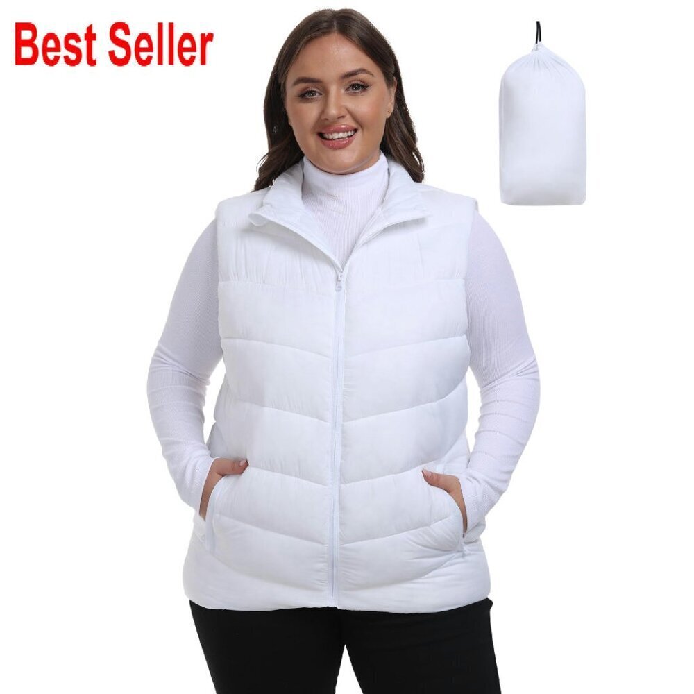 Plus Size Puffer Vest Packable Quilted Lightweight Winter Outerwear Hiking